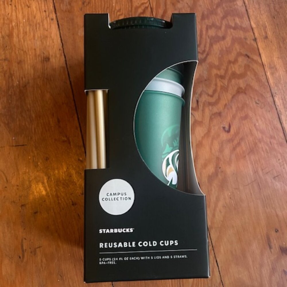 Starbuck's cold drink containers reusable cold cups with straws & lids